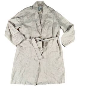 Madewell Elegant 100%Linen‎  Belted long blazer Lightweight Beige Outerwear
